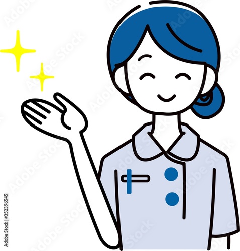 医療　女性　案内　笑顔