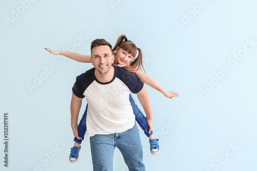 Happy man with little adopt...