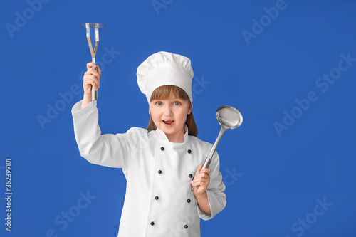 Cute little chef on color b...