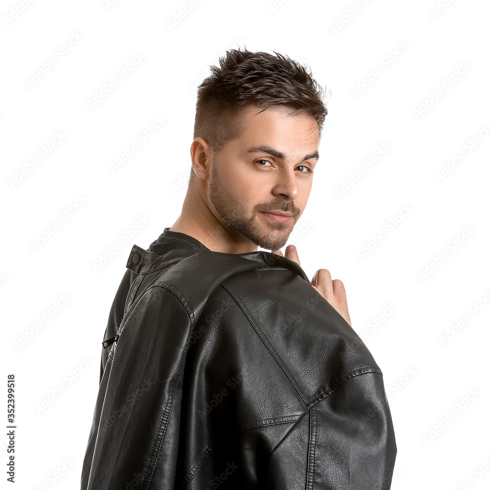 Handsome man with stylish hairdo on white background Handsome man with stylish hairdo on white background