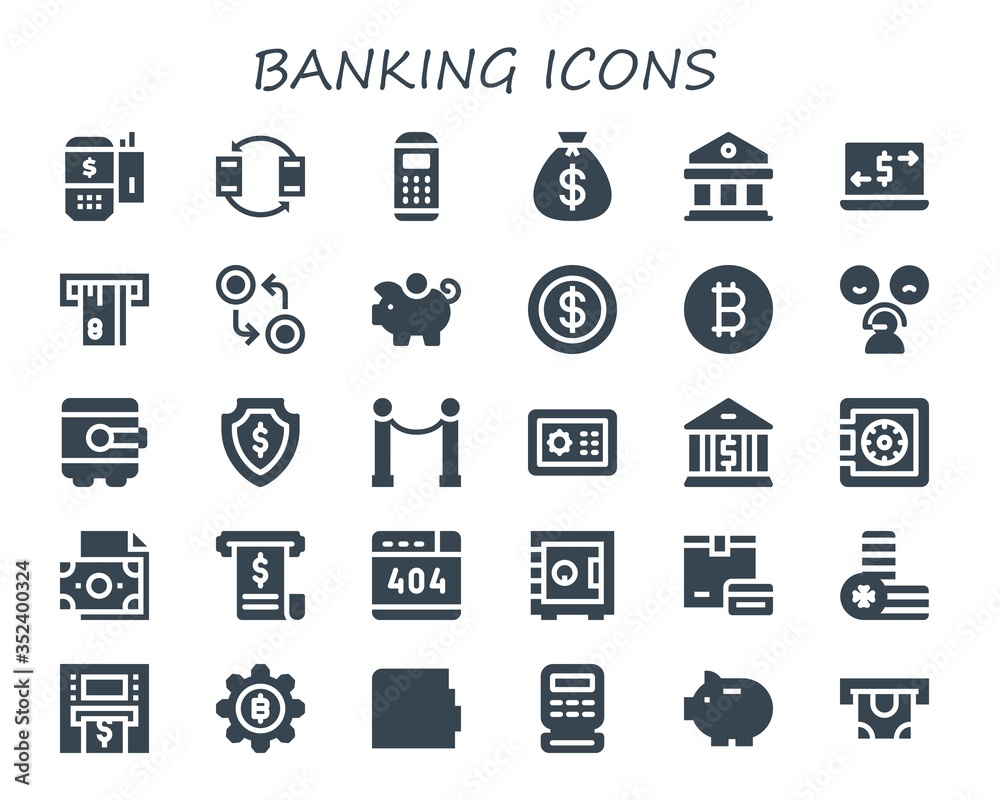 Modern Simple Set of banking Vector filled Icons