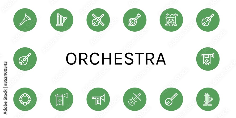 orchestra simple icons set orchestra simple icons set