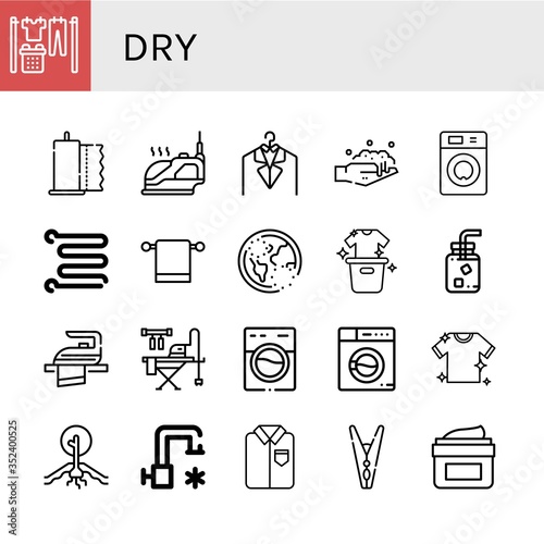 dry simple icons set