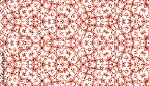 Kaleidoscope seamless pattern. Colored abstraction on white background. Useful as design element for texture and artistic compositions.