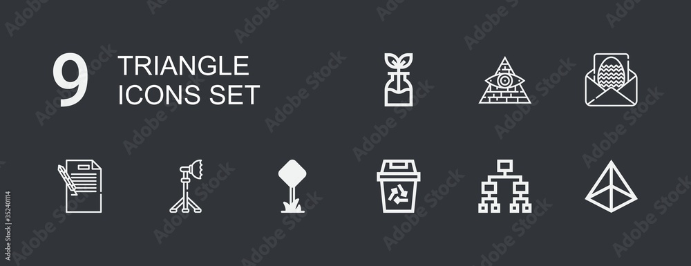 Editable 9 triangle icons for web and mobile