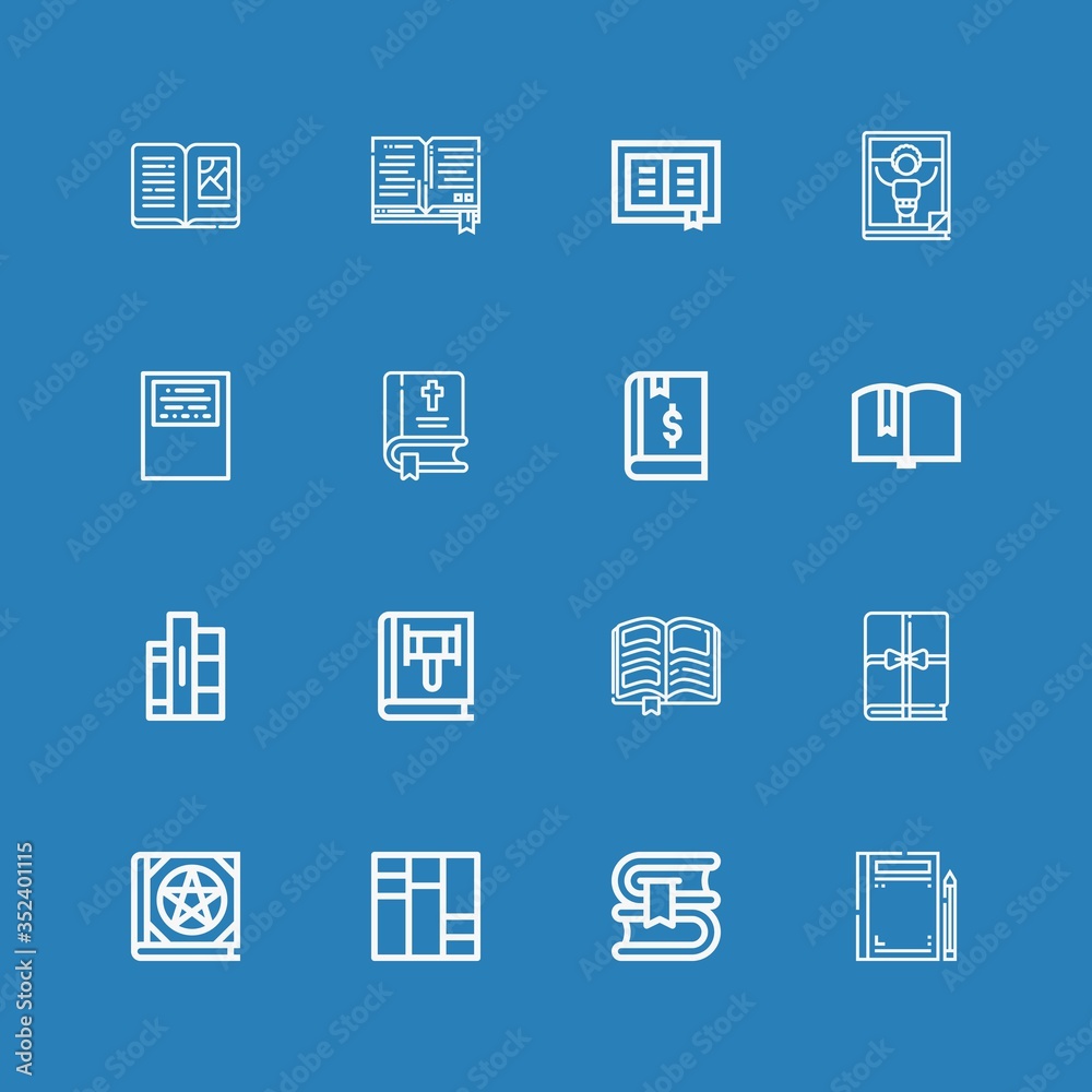 Editable 16 bookstore icons for web and mobile