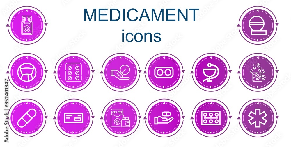 Editable 14 medicament icons for web and mobile Editable 14 medicament icons for web and mobile