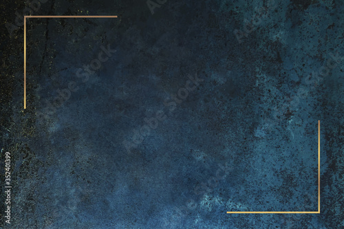 Gold frame on grunge blue background vector