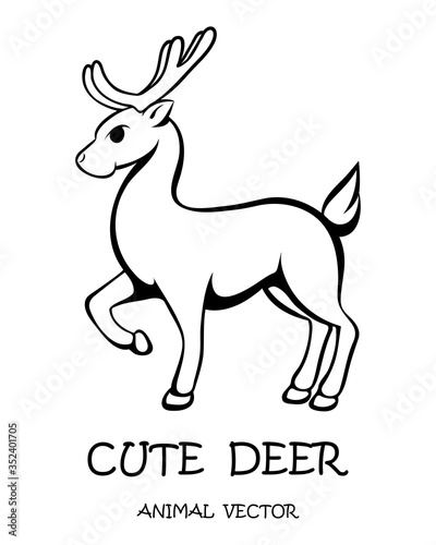 Vector illustration cartoon on a white background of a cute deer.