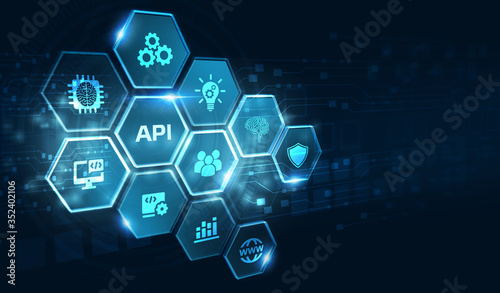 API - Application Programming Interface. Software development tool. Business, modern technology, internet and networking concept. photo