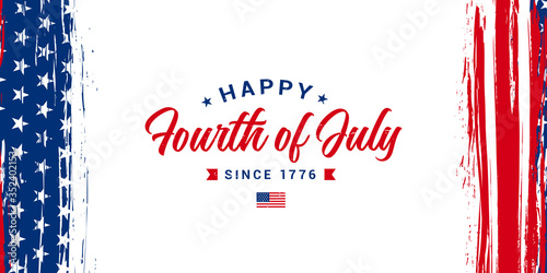Happy Fourth of July, Since 1776. Independence day greeting design with vertical USA grunge flag on the background. Vector illustration.