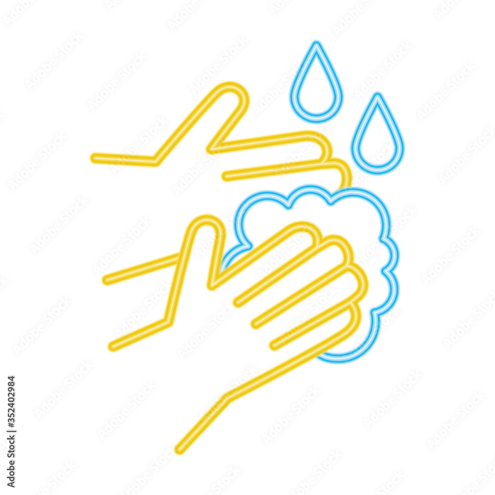 Obraz premium washing hands with soap, line style vector illustration design