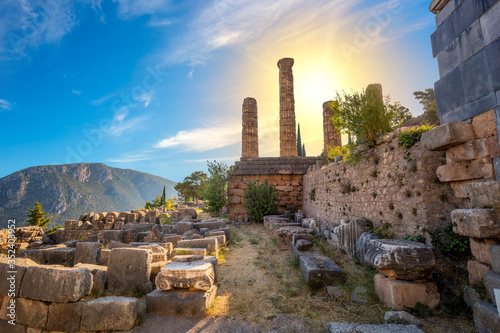 Historical place - Greek Ancient Ruins in Delphi, Greece photo