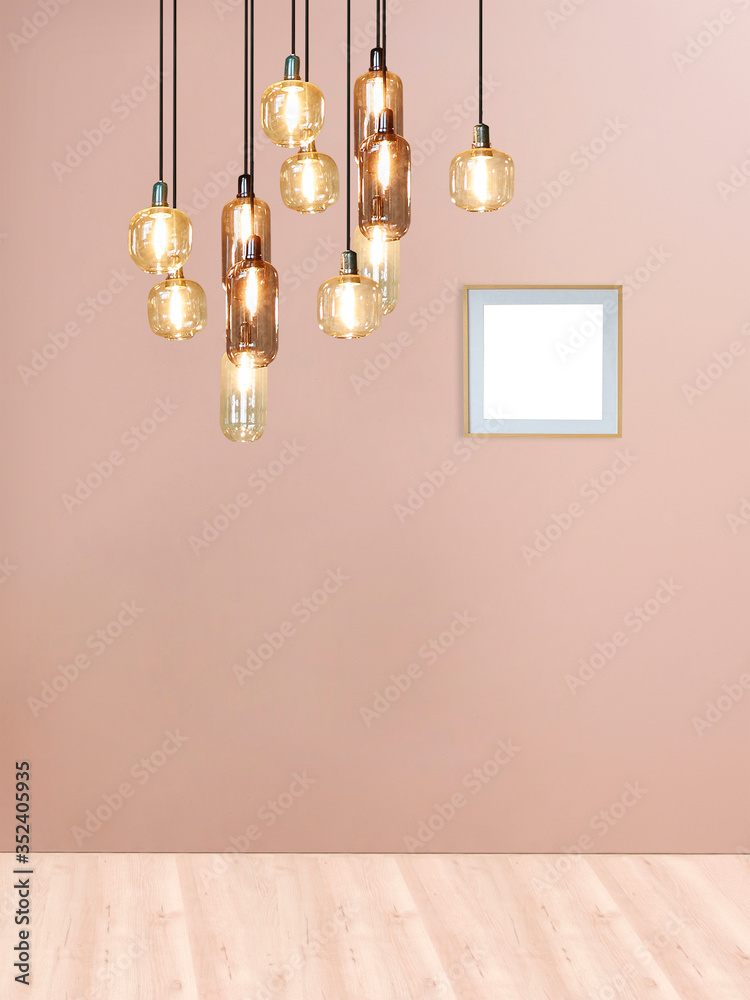 bright stone wall interior design and modern lamp