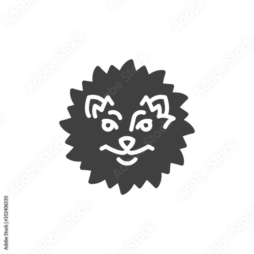 Fluffy spitz dog vector icon. filled flat sign for mobile concept and web design. Pomeranian Spitz glyph icon. Symbol, logo illustration. Vector graphics