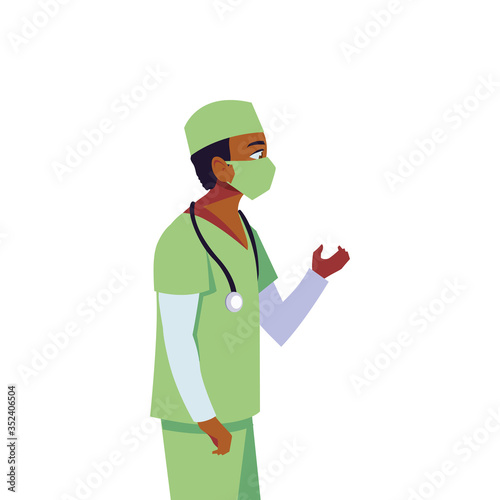 Man doctor with uniform and mask vector design