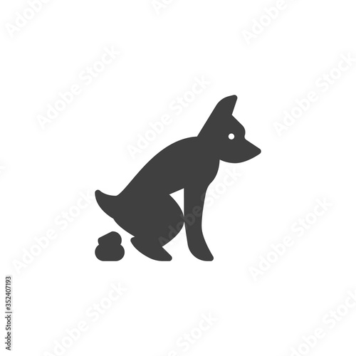 Pooping Dog vector icon. filled flat sign for mobile concept and web design. Defecating dog glyph icon. Symbol, logo illustration. Vector graphics