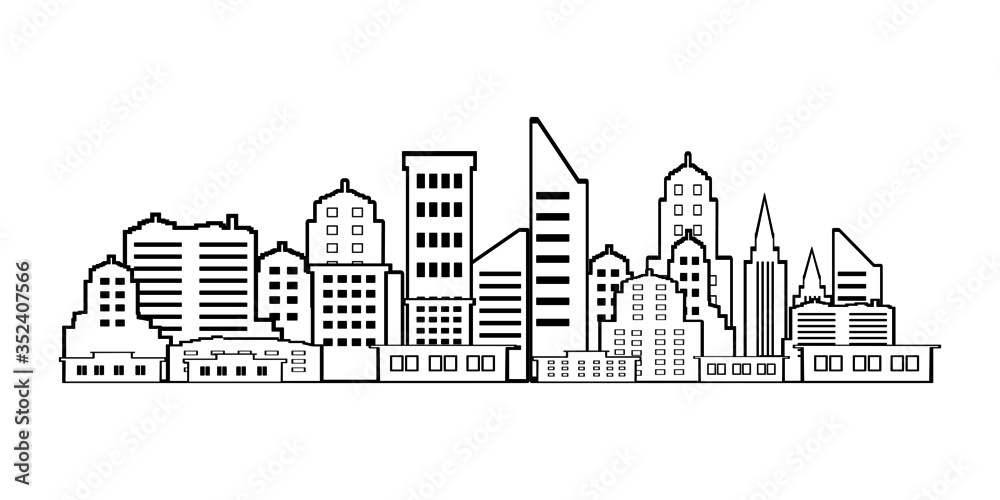 City Building Line art vector design illustration on white background
