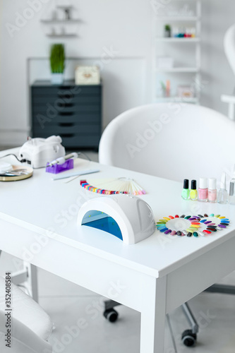 Workplace of professional manicure master in modern beauty salon © Pixel-Shot