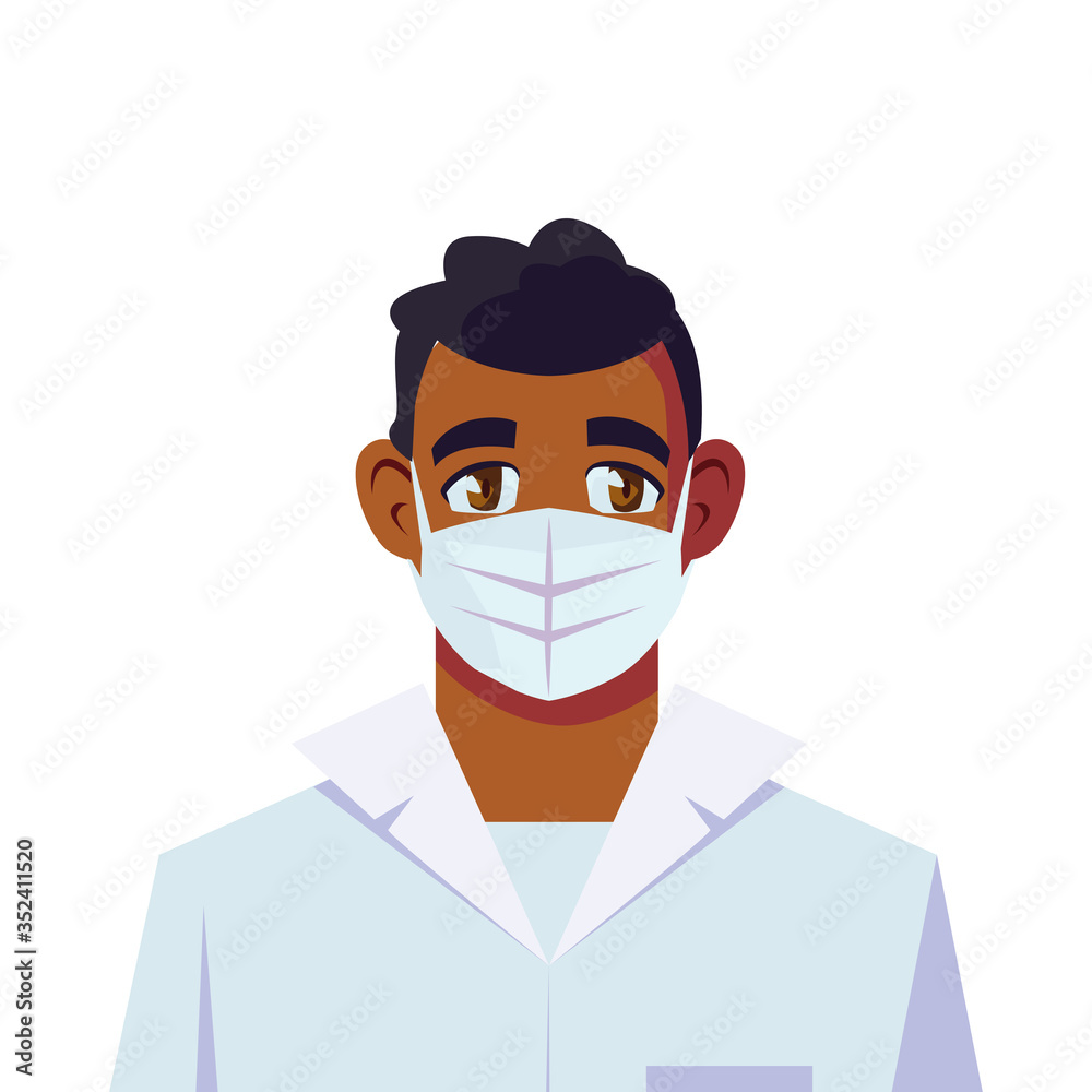 Man doctor with uniform and mask vector design