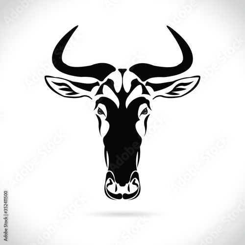 Vector image of an wildebeest head design on the white background. photo