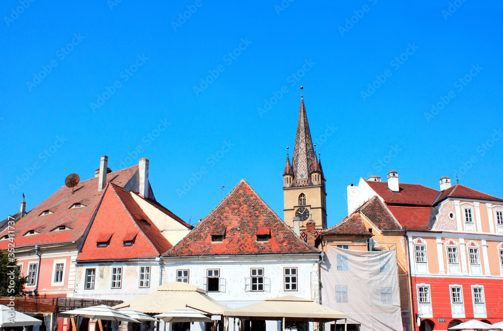 Medieval house on Large Square (Piata Mare) in Sibiu, Romania