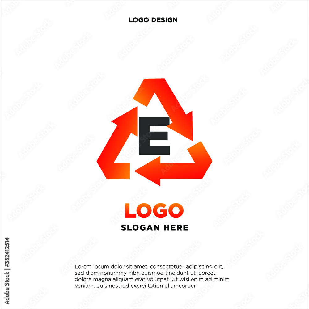 R recycle logo icon design template sign