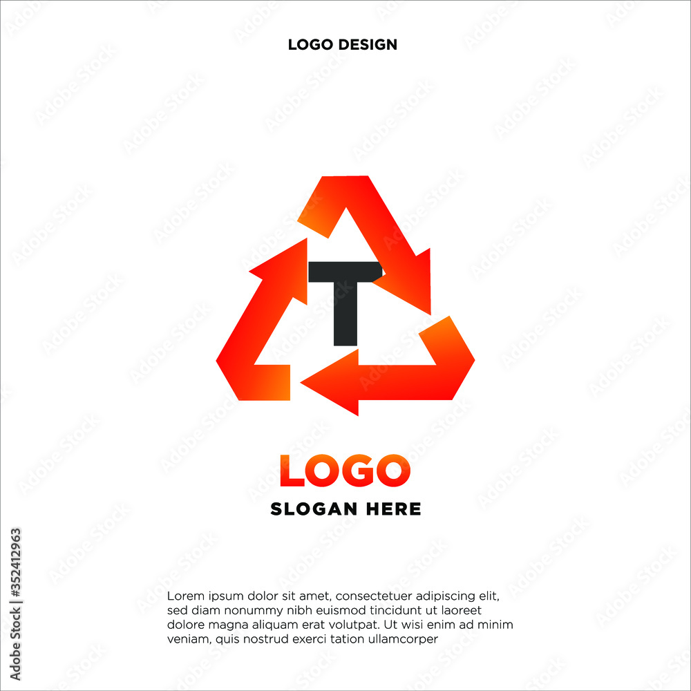 T recycle logo icon design template sign T recycle logo icon design template sign