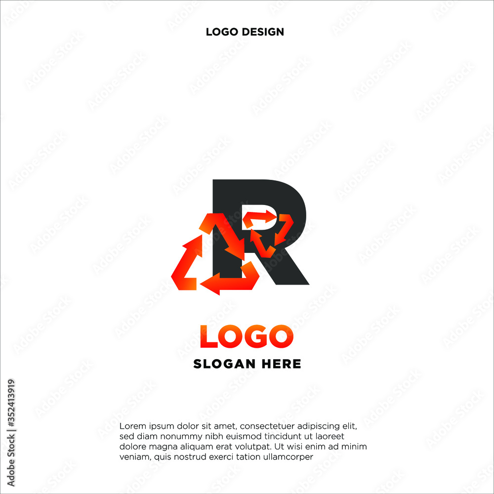 R recycle logo icon design template sign R recycle logo icon design template sign