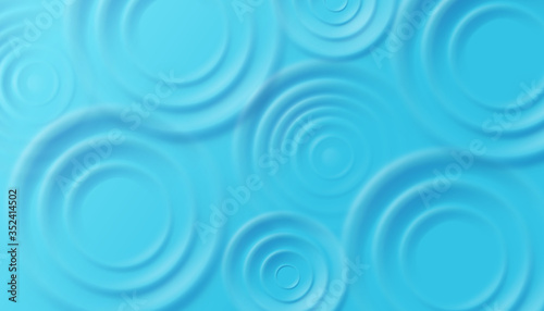 Blue water ripple background with realistic liquid droplet circle texture.