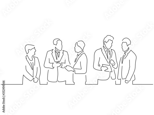 Teamwork line drawing, vector illustration design.