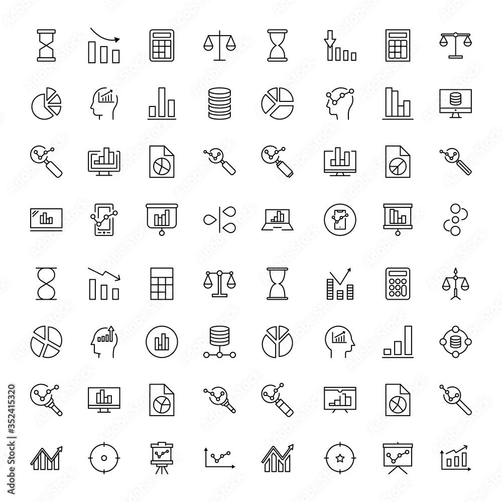 Fototapeta premium Analytics line icon set.