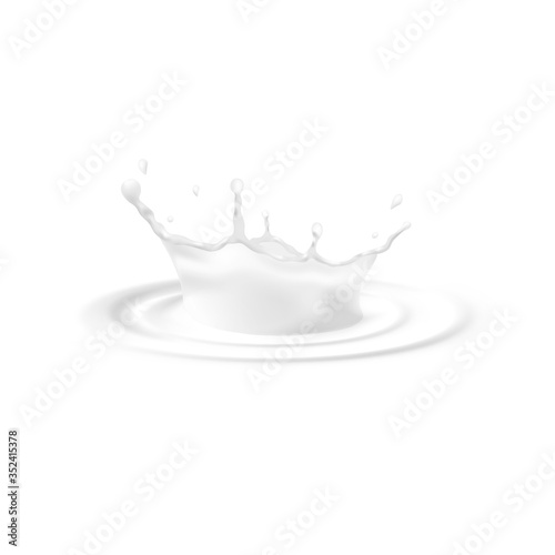 Liquid splash with diverging circles realistic vector illustration isolated.