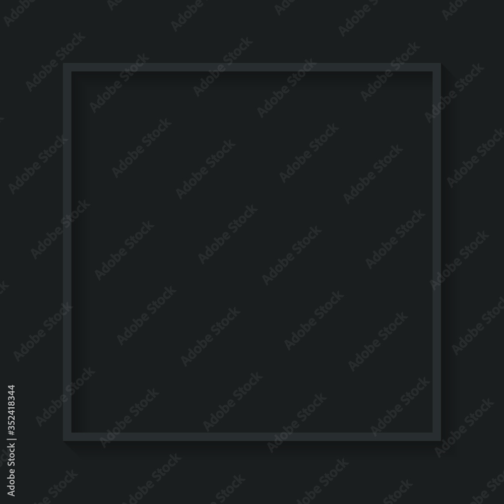 Square gray frame on black background vector Square gray frame on black background vector