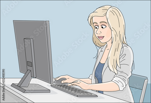 Smiling cute girl in grey b...