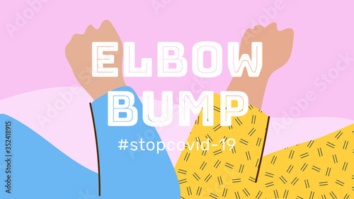 People doing the elbow bump to avoid coronavirus vector