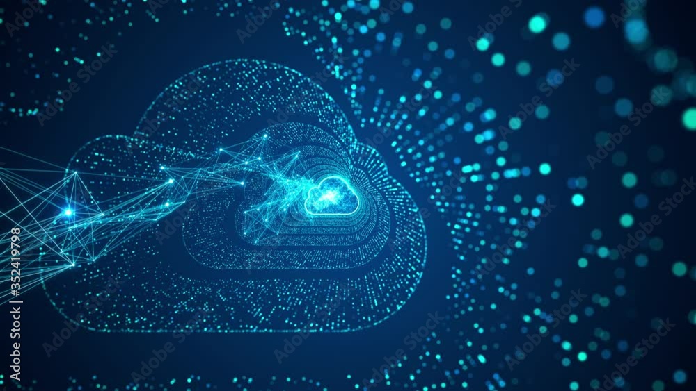 Cloud computing and Big data concept. 5G connectivity of digital data and futuristic information. Abstract hi-speed internet of things IOT  big data cloud computing.