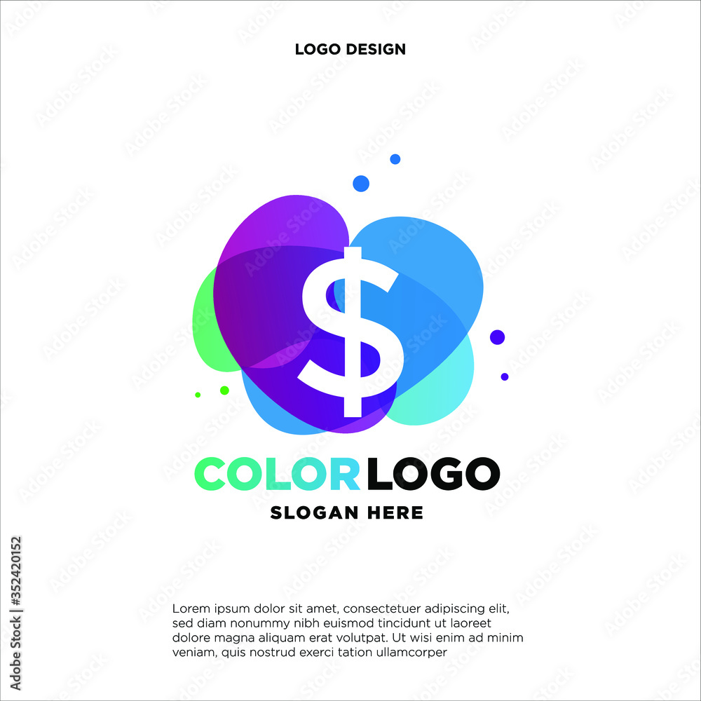 Obraz premium Abstract money logo designs concept vector, Colorful finance logo designs