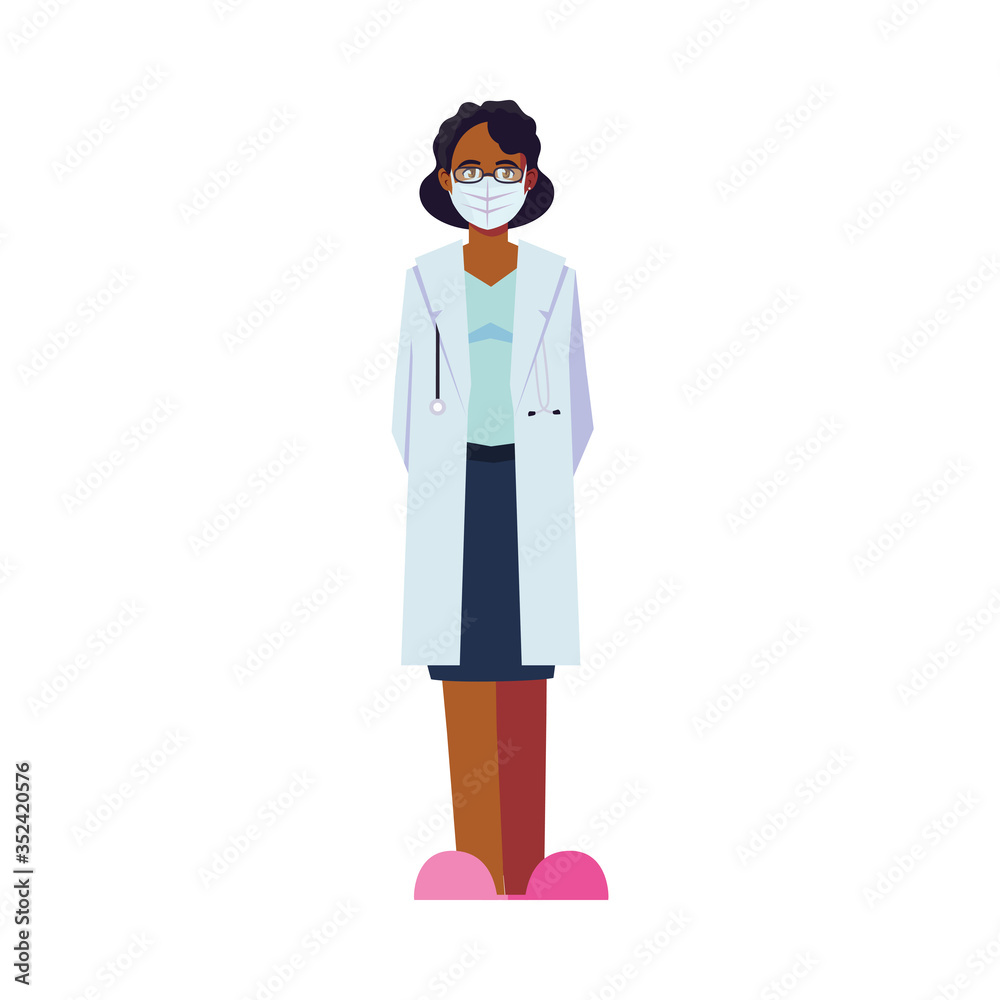 Woman doctor with uniform and mask vector design Woman doctor with uniform and mask vector design