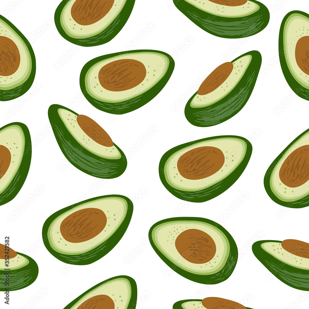 Seamless pattern with hand drawn avocado on a white background. Doodle, simple illustration. It can be used for decoration of textile, paper and other surfaces. Seamless pattern with hand drawn avocado on a white background. Doodle, simple illustration. It can be used for decoration of textile, paper and other surfaces.