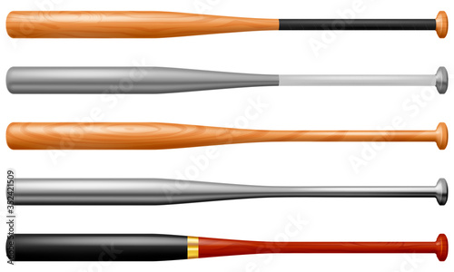 Set of baseball bats. Vector illustration.