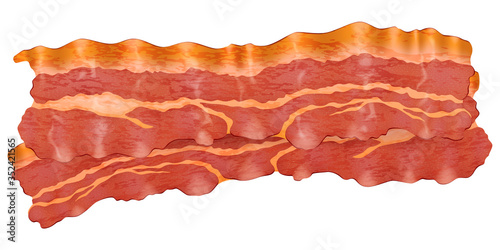 Fried slices of bacon. Vector illustration.