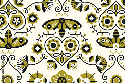 Folk art design element patterned background vector