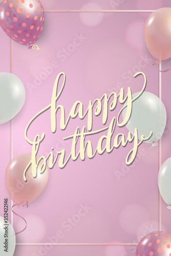 Birthday sign with balloons frame design vector