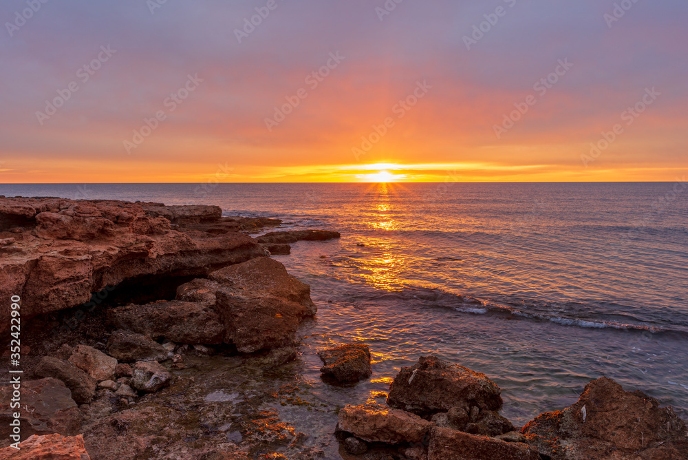 Sunrise on the beach of Oropesa del Mar, Costa Azahar