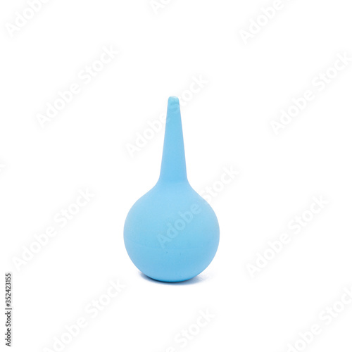 Blue rubber enema isolated on white