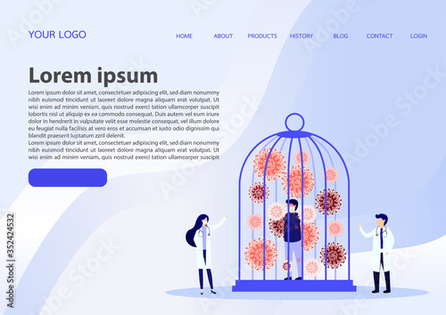 Locked virus pathogen in cage.Vector, illustration, Eps