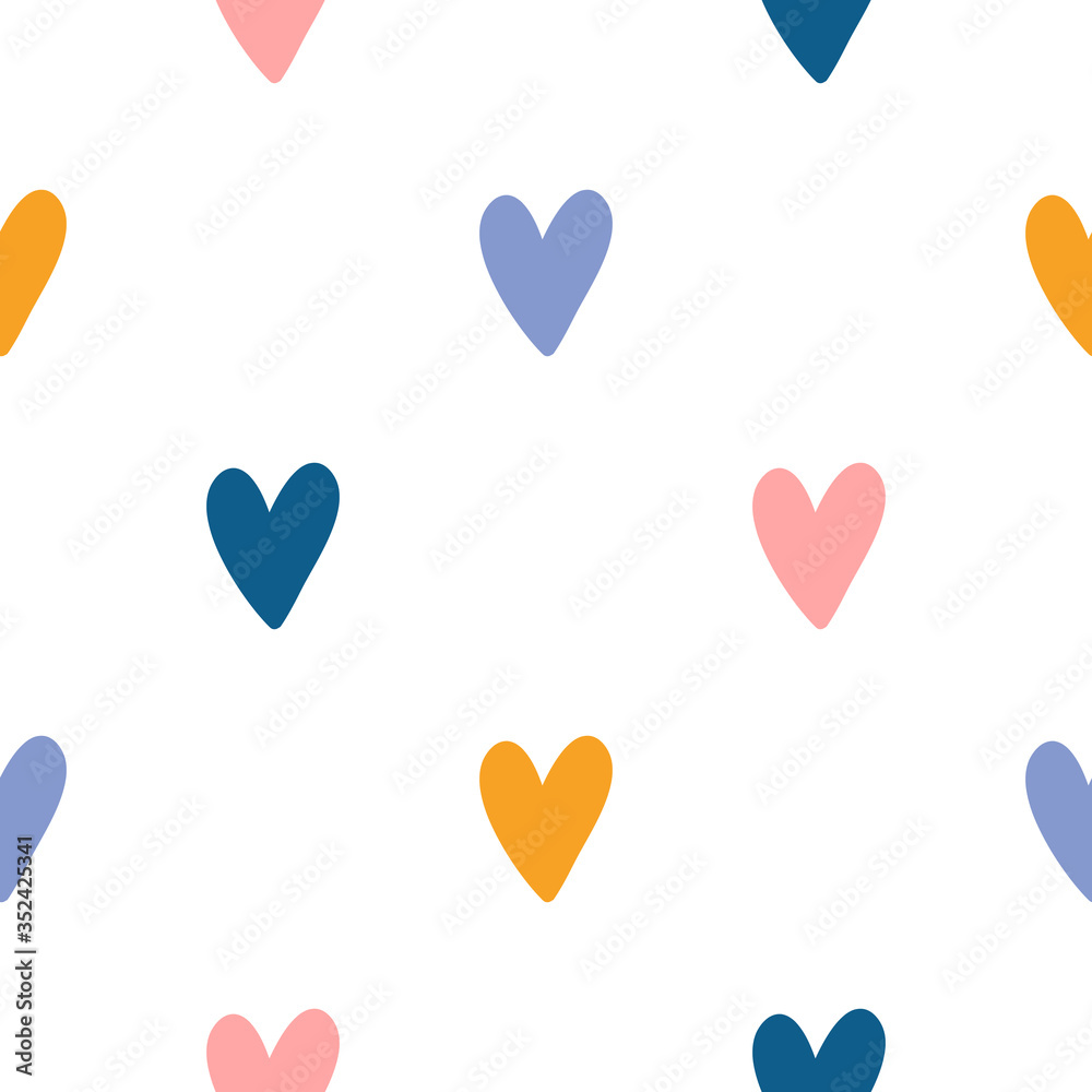 Cute childish hearts hand drawn seamless vector fill. Cute childish drawing. Baby wrapping paper, textile, vector illustration . Cute childish hearts hand drawn seamless vector fill. Cute childish drawing. Baby wrapping paper, textile, vector illustration .