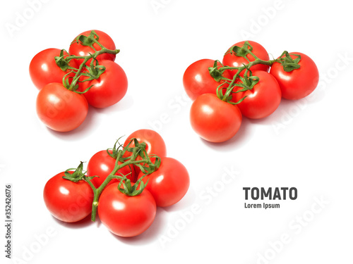 Tomato isolated on white background. Bunch of fresh tomatoes