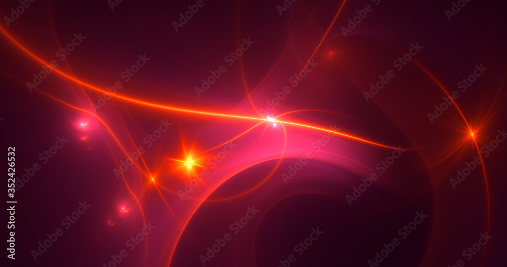 3D rendering abstract red fractal light background